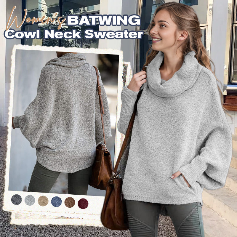 🎉50% OFF🥳Women's Batwing Cowl Neck Sweater with Pockets