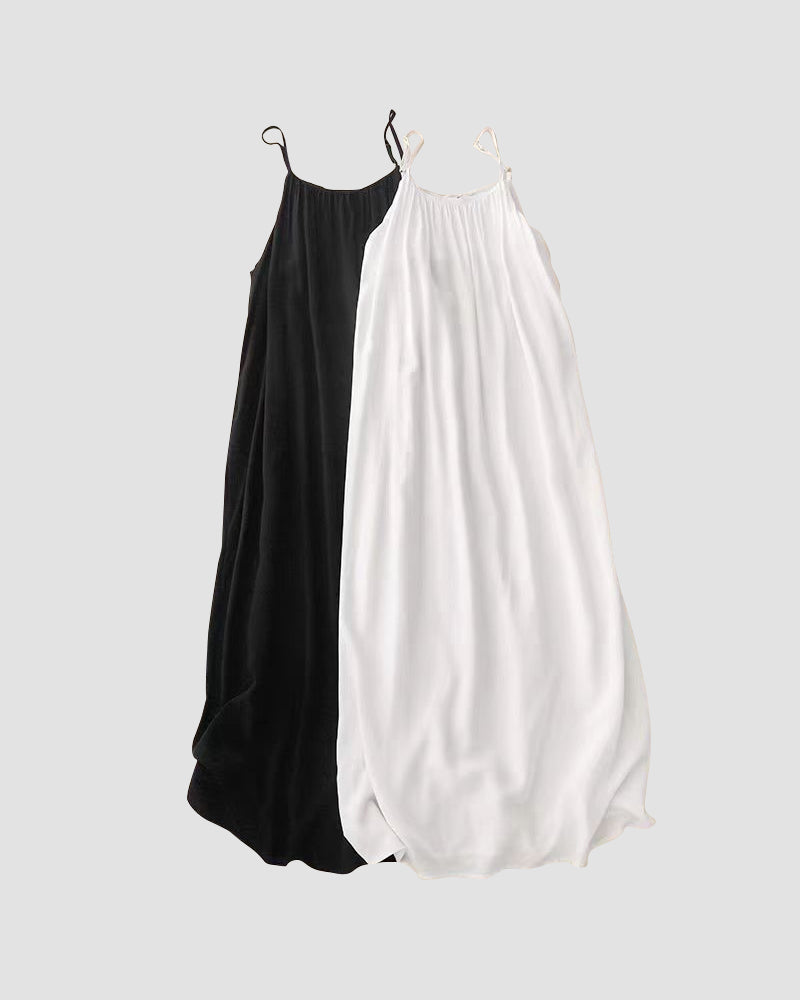 Summer Solid Backless Cami Dress