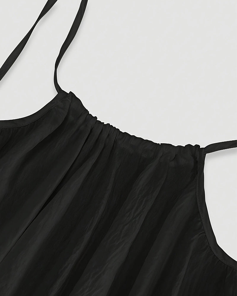 Summer Solid Backless Cami Dress