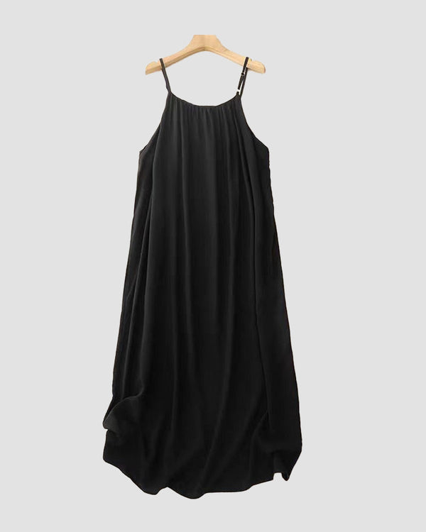 Summer Solid Backless Cami Dress